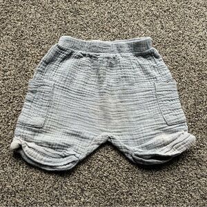 FINAL SALE 3/31/26 PL Baby Blue/Gray Muslin Style Material Shorts, Size 18 M